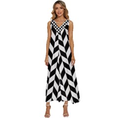 Black And White Pattern V-neck Sleeveless Wide Leg Pants Overalls by ytdream