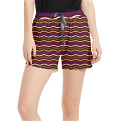 Multicolor Wave Pattern Women s Runner Shorts by ytdream
