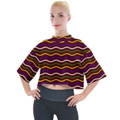Multicolor Wave Pattern Mock Neck T-shirt by ytdream