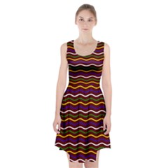 Multicolor Wave Pattern Racerback Midi Dress by ytdream
