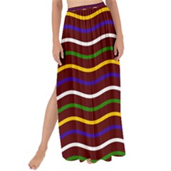 Multicolor Wave Pattern Maxi Chiffon Tie-up Sarong by ytdream