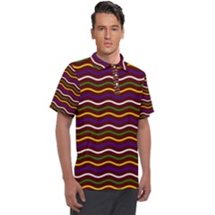 Multicolor Wave Pattern Men s Polo T-shirt by ytdream