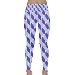 White Blue Pattern Lightweight Velour Classic Yoga Leggings by ytdream