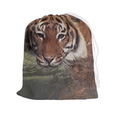 Swimming Tiger Drawstring Pouch (2xl) by ExtraAwesomeSauce