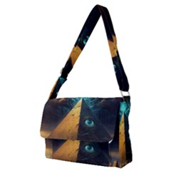 Mystic Blue Pyramid Art Full Print Messenger Bag (m) by ExtraAwesomeSauce