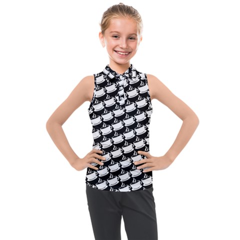 Stylish Coffee Cup Pattern Kids  Sleeveless Polo T-shirt by ExtraAwesomeSauce