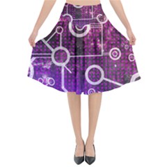 Cosmic Network Geometric Art Flared Midi Skirt by ExtraAwesomeSauce