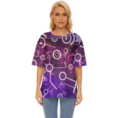 Cosmic Network Geometric Art Oversized Basic T-shirt by ExtraAwesomeSauce