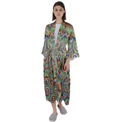 Surreal Abstract Early Ai Art Maxi Satin Kimono by ExtraAwesomeSauce
