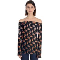 Regal Eagle Pattern Off Shoulder Long Sleeve Top by ExtraAwesomeSauce