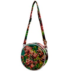 Abstract Floral Artwork Crossbody Circle Bag by ExtraAwesomeSauce