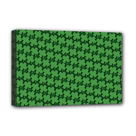 St  Patrick s Day Clovers Deluxe Canvas 18  X 12  (stretched) by ExtraAwesomeSauce