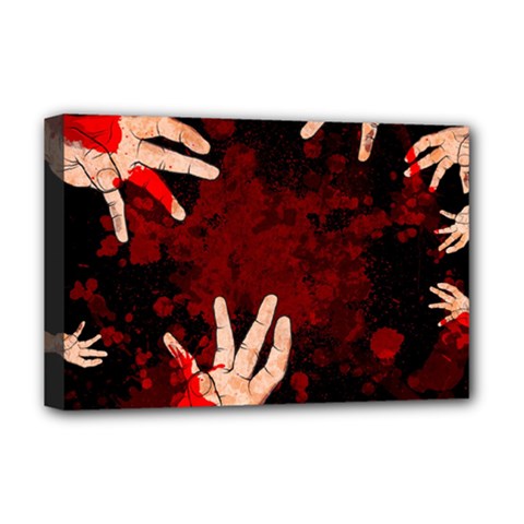 Horror Themed Bloody Hands Deluxe Canvas 18  X 12  (stretched) by ExtraAwesomeSauce