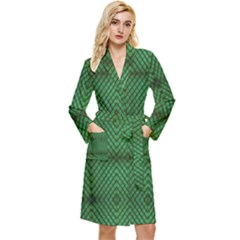 Green Diamond Grid Pattern Long Sleeve Velvet Robe by ExtraAwesomeSauce