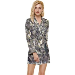 Pear Tree In Full Bloom Long Sleeve Satin Robe by ExtraAwesomeSauce
