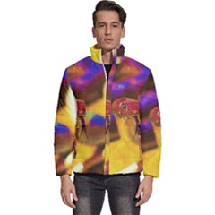 Vibrant Forked-tongue Snake Art Men s Puffer Bubble Jacket Coat by ExtraAwesomeSauce
