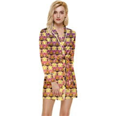 Gradient Lion Head Pattern Long Sleeve Satin Robe by ExtraAwesomeSauce