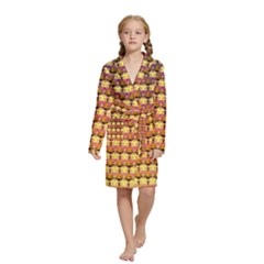 Gradient Lion Head Pattern Kids  Long Sleeve Velvet Lounge Robe by ExtraAwesomeSauce