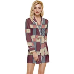 Modern Art Geometric Pattern In Red Hues Long Sleeve Satin Robe by ExtraAwesomeSauce