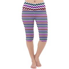 Chevron Pattern Lightweight Velour Cropped Yoga Leggings by ytdream