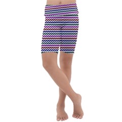 Chevron Pattern Kids  Lightweight Velour Cropped Yoga Leggings by ytdream