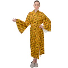 Pixel Art Mushroom Pattern Maxi Velvet Kimono by ExtraAwesomeSauce