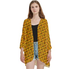 Pixel Art Mushroom Pattern Open Front 3/4 Sleeve Batwing Chiffon Cardigan Kimono by ExtraAwesomeSauce