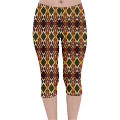 Colorful Geometric Pattern Design Velvet Capri Leggings  by ExtraAwesomeSauce