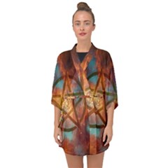 Enchanted Nebula Pentagram Art Half Sleeve Chiffon Kimono by ExtraAwesomeSauce