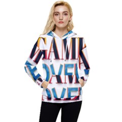 Game Over Text Design  Women s Lightweight Drawstring Hoodie by 7223056