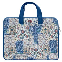 Patchwork Blue Summer Floral Print Macbook Pro Double Pocket Laptop Bag (large) by CoolDesigns