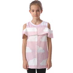 Clouds Pink Pattern Fold Over Open Sleeve Top by ConteMonfrey
