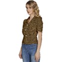 Straw Like Country Side  Puffed Short Sleeve Button Up Jacket View2