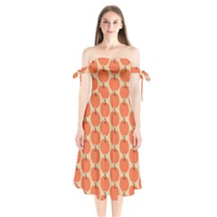 Cute Pumpkin Shoulder Tie Bardot Midi Dress by ConteMonfrey