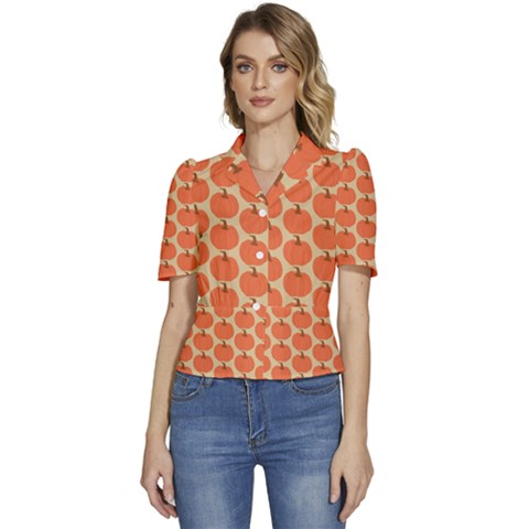 Cute Pumpkin Puffed Short Sleeve Button Up Jacket by ConteMonfrey
