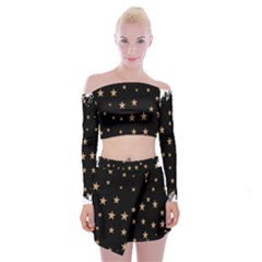 Little Stars Pattern Off Shoulder Top With Mini Skirt Set by ConteMonfrey