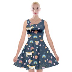 Dogs Velvet Skater Dress by StyleHavenStore