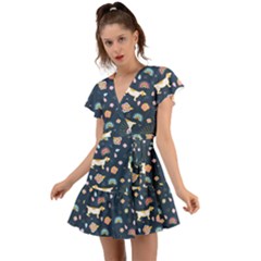 Dogs Flutter Sleeve Wrap Dress by StyleHavenStore