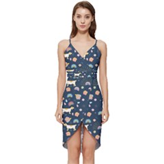Dogs Wrap Frill Dress by StyleHavenStore