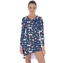Dogs Asymmetric Cut-out Shift Dress by StyleHavenStore