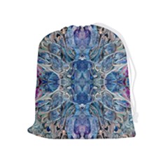 Blue Pour Blend  Drawstring Pouch (xl) by kaleidomarblingart