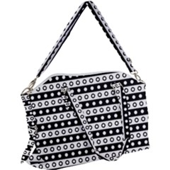 Black And White Circles Pattern Canvas Crossbody Bag by ytdream