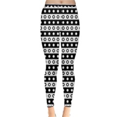 Black And White Circles Pattern Inside Out Leggings by ytdream