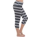 Black And White Circles Pattern Lightweight Velour Capri Yoga Leggings View3