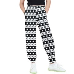 Black And White Circles Pattern Kids  Joggers by ytdream