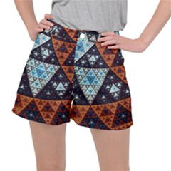 Fractal Triangle Geometric Abstract Pattern Women s Ripstop Shorts by Cemarart