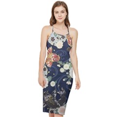 Japanese Wave Koi Illustration Pattern Bodycon Cross Back Summer Dress by Ndabl3x
