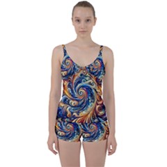 Colorful Motion Abstract Art Tie Front Two Piece Tankini by ExtraAwesomeSauce