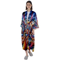 Dynamic Color Vortex Maxi Satin Kimono by ExtraAwesomeSauce