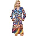 Dynamic Color Vortex Long Sleeve Velvet Robe View1